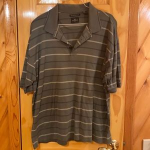 Green striped shirt sleeve polo shirt XL